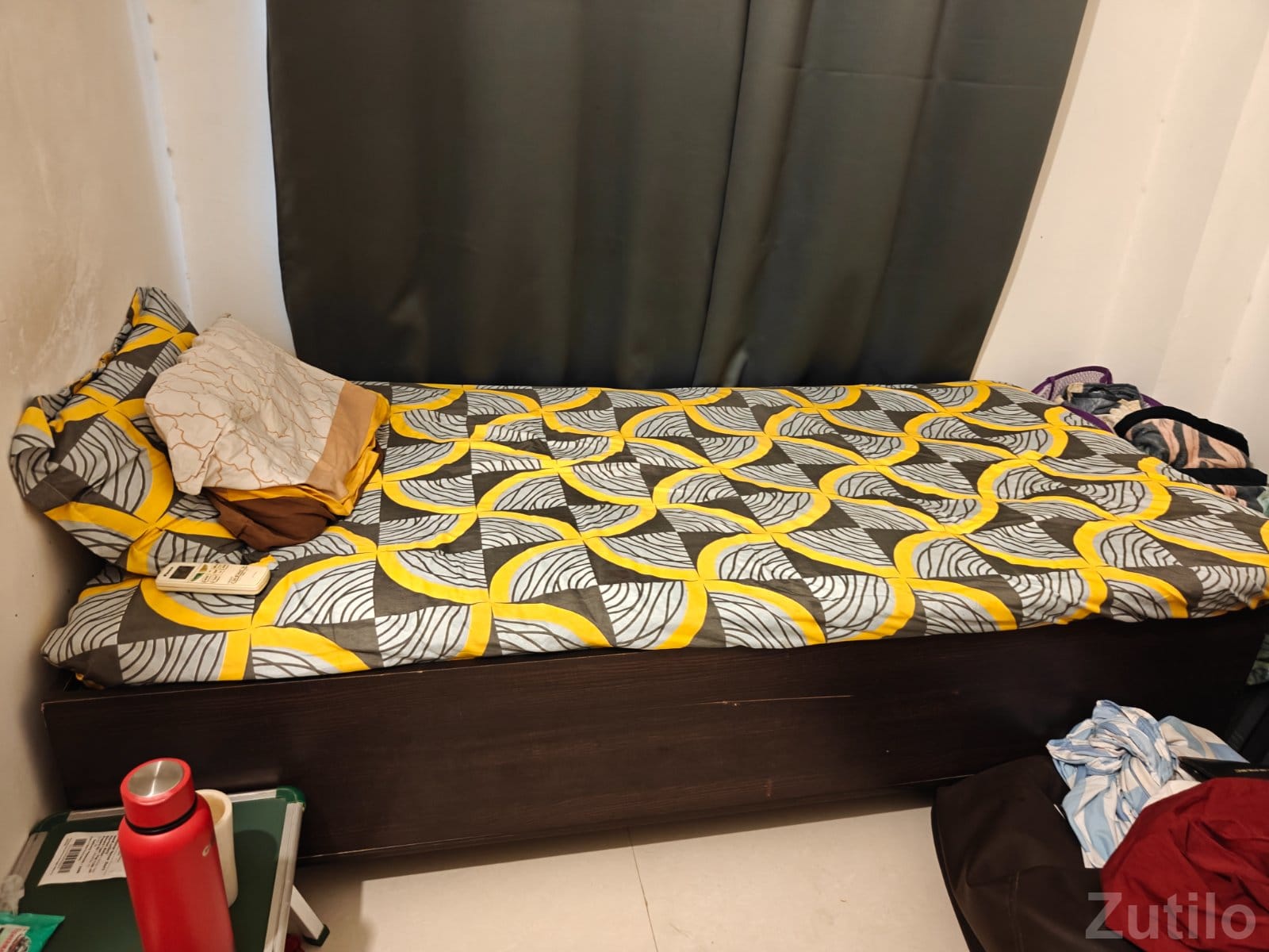 Single Box bed and single door wardrobe with mirror. Both in good condition Single Box bed and single door wardrobe with mirror. Both in good condition