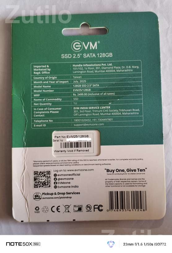 EVM 128GB 2.5 Inch SATA SSD - ઇલેક્ટ્રોનિક ઍક્સેસરીઝ - ફતેપુરા - Image 3