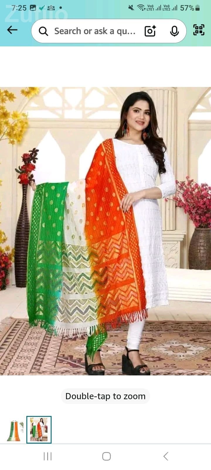 Women Tricolor Net Dupatta with Zari Work Women Tricolor Net Dupatta with Zari Work