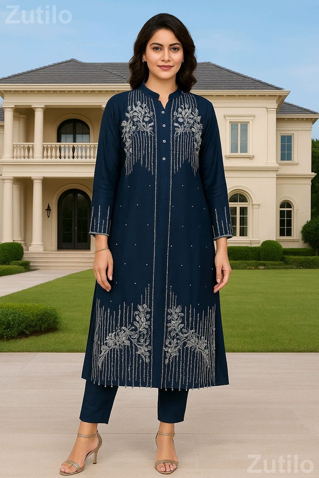Women’s Embroidered Kurta Palazzo Set with Dupatta - પરંપરાગત વસ્ત્રો - સુરત શહેર - Image 2