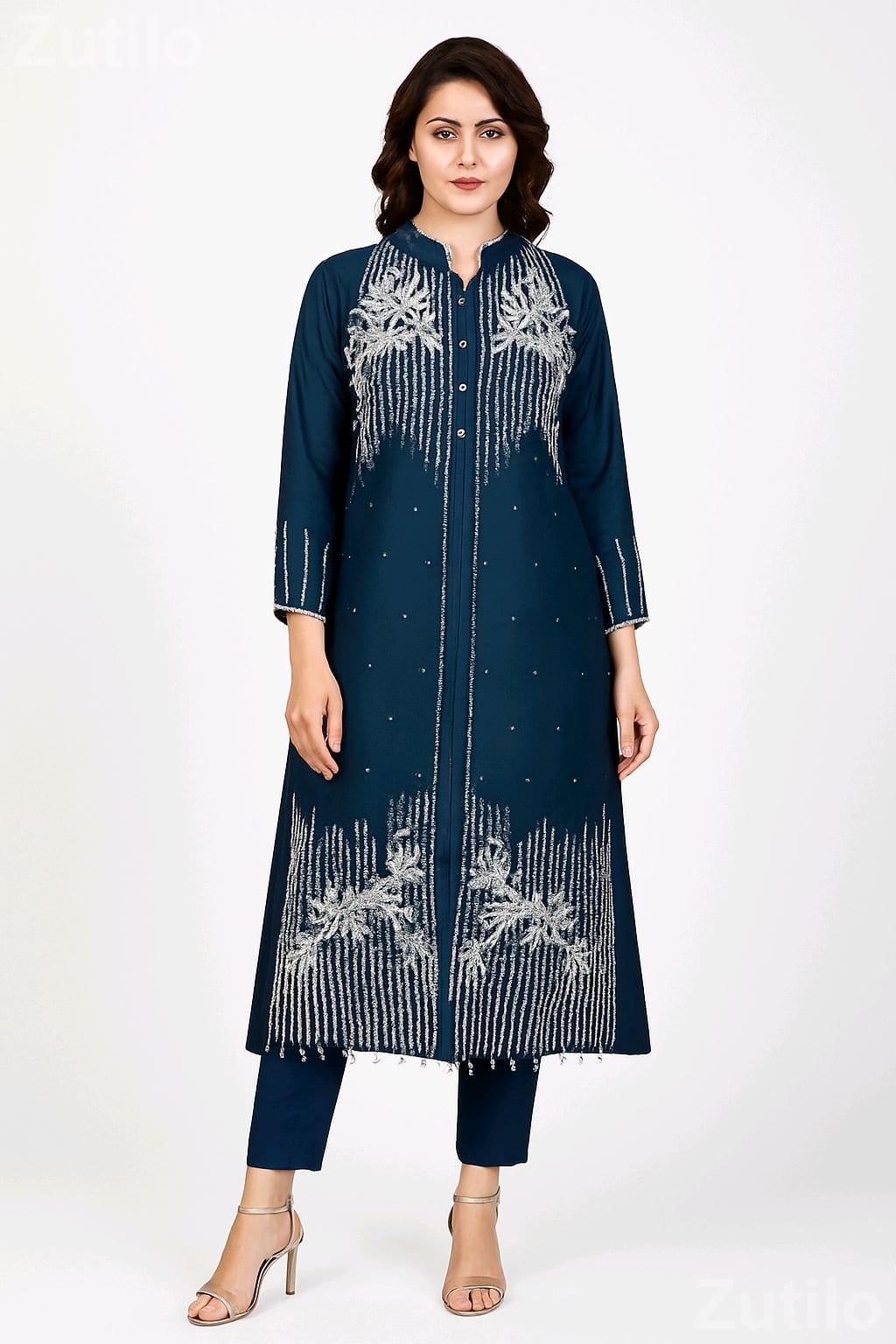 Women’s Embroidered Kurta Palazzo Set with Dupatta - પરંપરાગત વસ્ત્રો - સુરત શહેર - Image 3