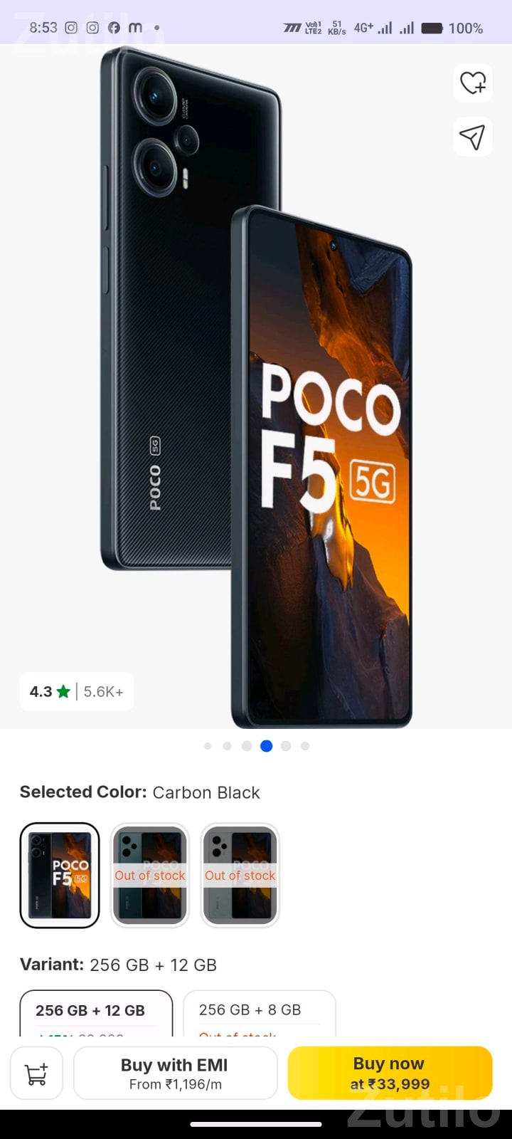 Poco F5 5G 12GB RAM 256GB Carbon Black - Mobile Phones - Sanand - Image 2