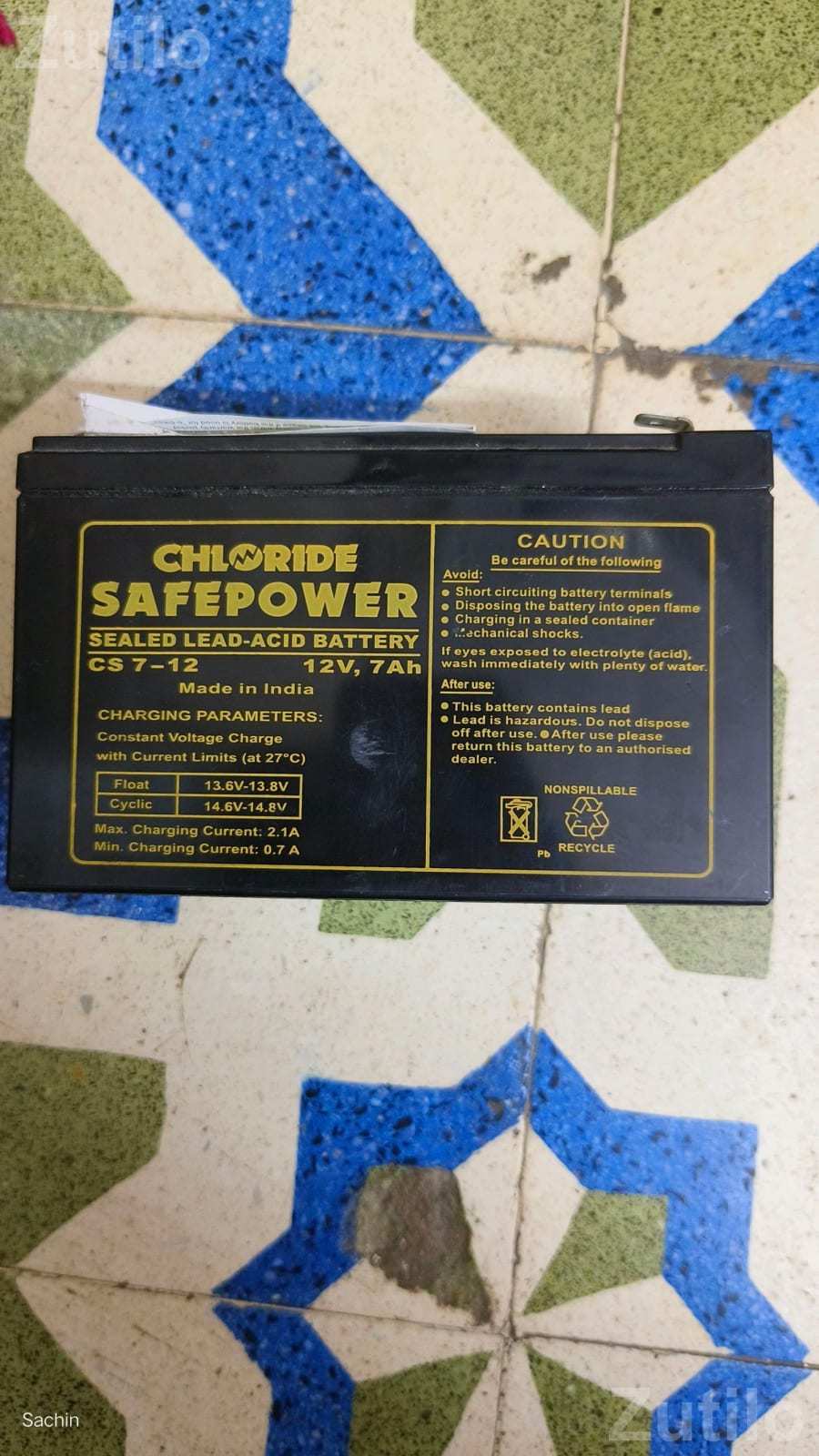 Chloride Safepower 12V 7Ah Battery