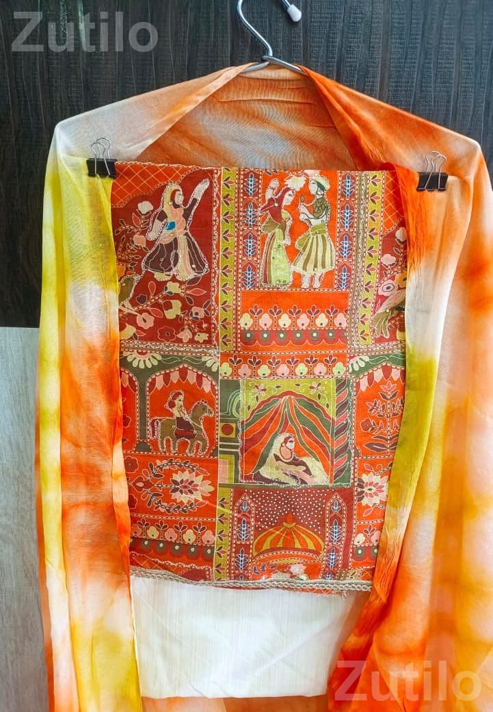 Women's Bandhani Cotton Dress Material Set