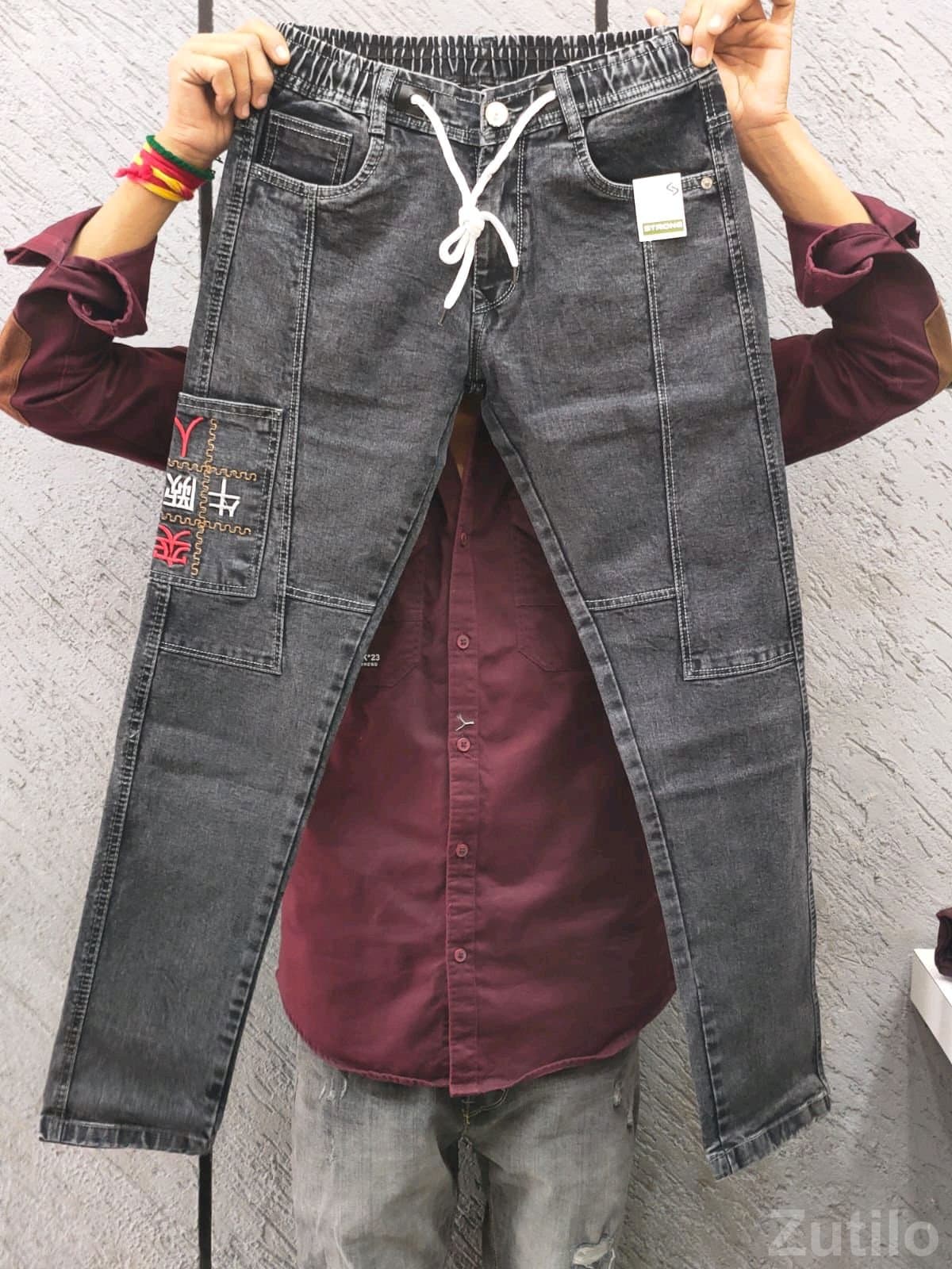 Men's Grey Denim Jogger Jeans Men's Grey Denim Jogger Jeans