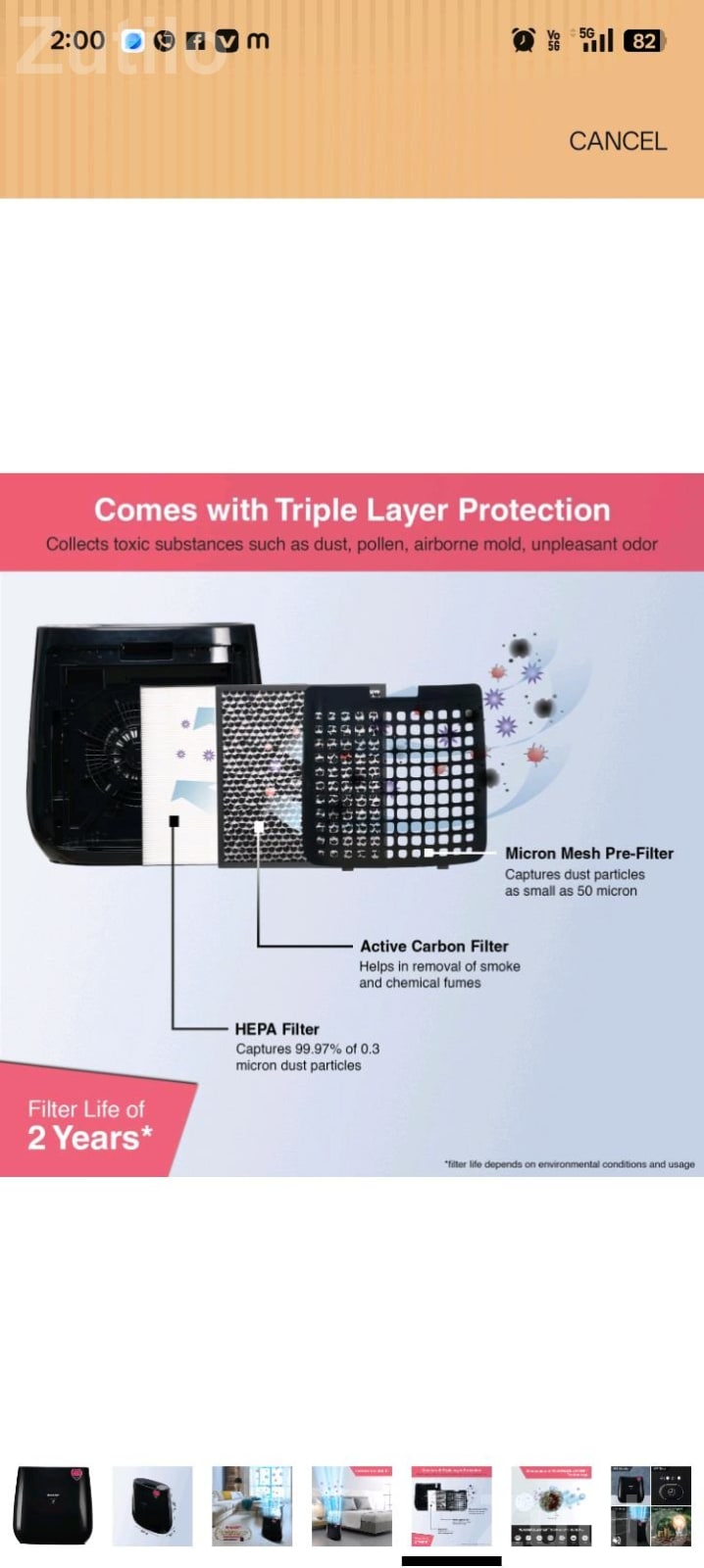 Sharp FP-JA30M-B Air Purifier with HEPA Filter