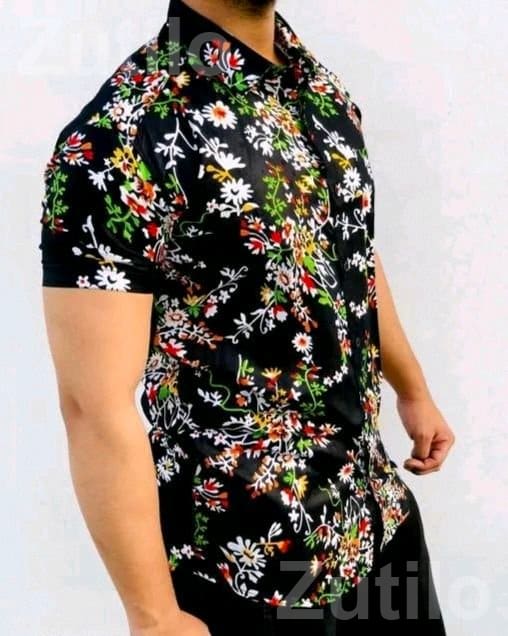 Men's Rayon Floral Short Sleeve Shirt - Men's Wear - Mundra - Image 2