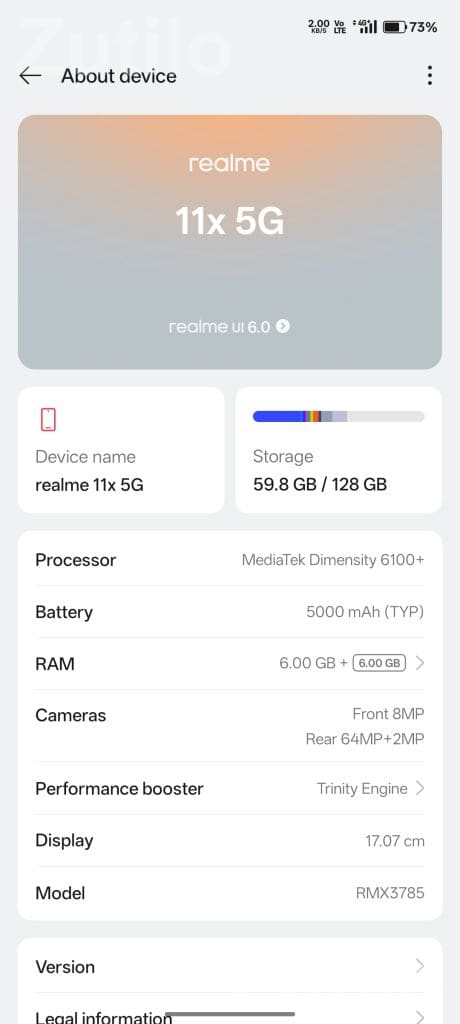 Realme 11X 5G 6GB RAM 128GB Smartphone - મોબાઇલ ફોન - લાખતર - Image 4