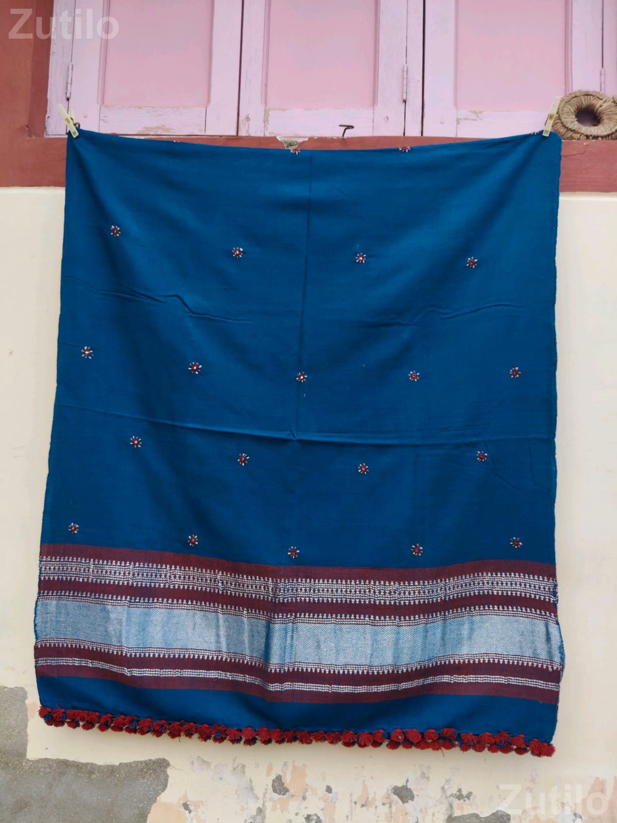 Woolen Shawl 36x84 Orange Design - મહિલાઓના કપડા - માંડવી - Image 5