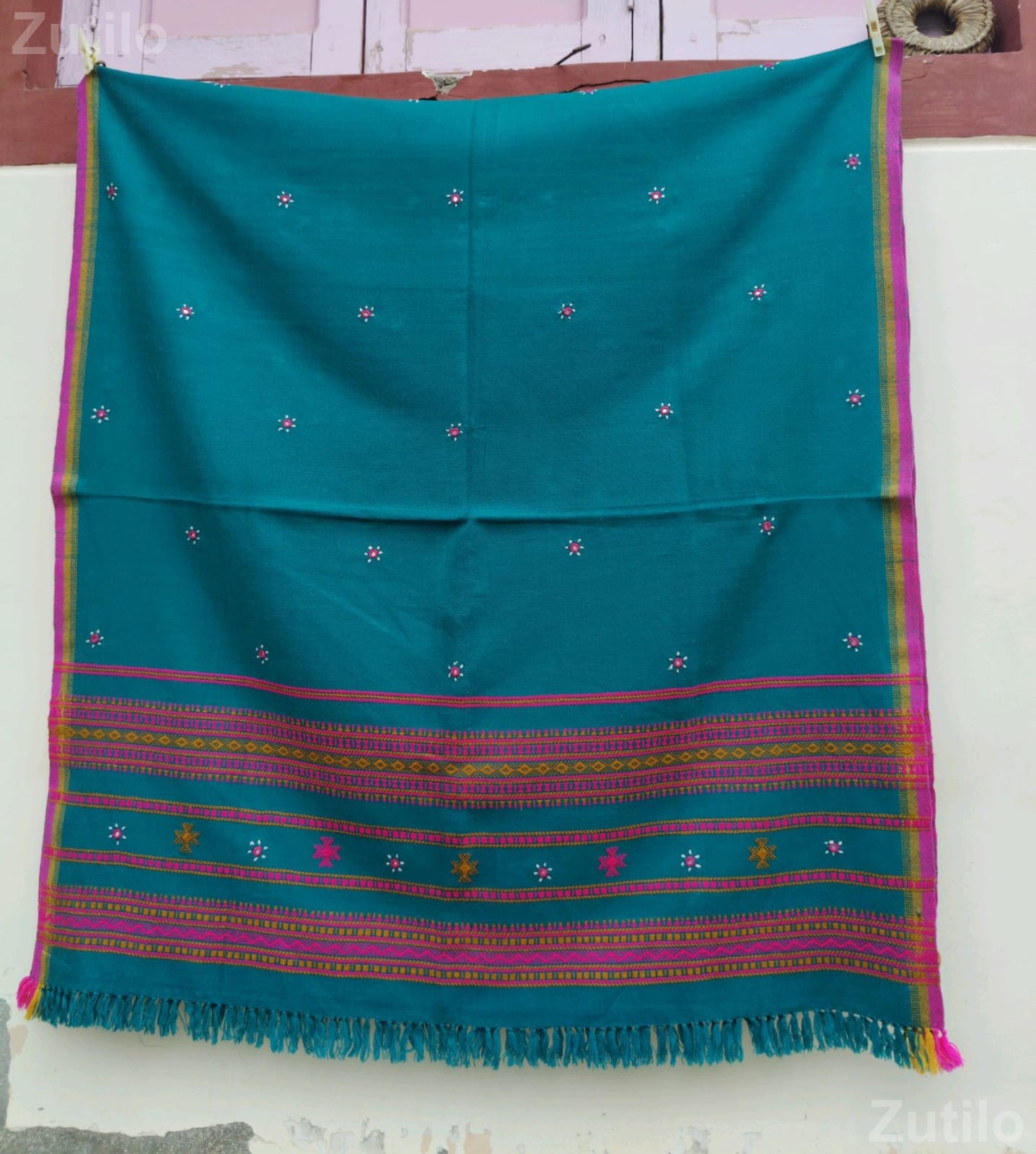 Woolen Shawl 36x84 Orange Design - મહિલાઓના કપડા - માંડવી - Image 3