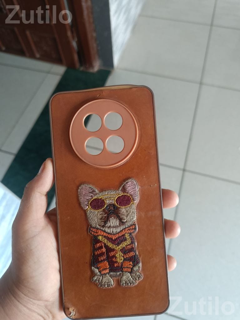 Brown Mobile Back Cover with Dog Design