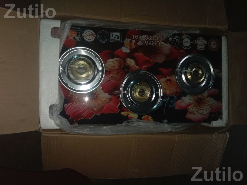 LPG Gas Sagdi 3 Burner Glass Top Stove