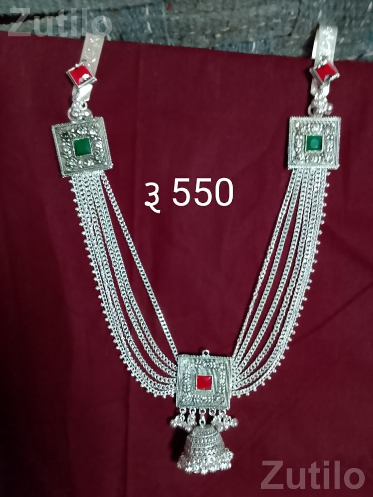 Traditional Silver Tone Kada Necklace