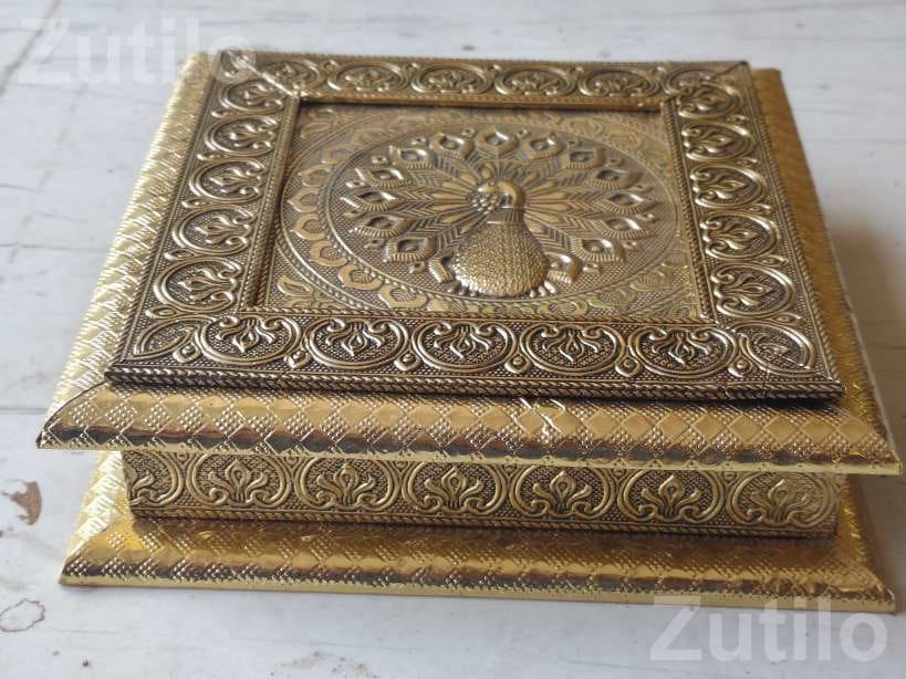 8x8 Handicraft Decorative Box with Peacock Design - આર્ટ અને ક્રાફ્ટ સામગ્રી - જસદણ - Image 3