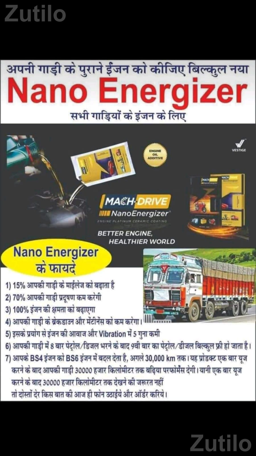 Nano Energizer Engine Oil Additive for Vehicles