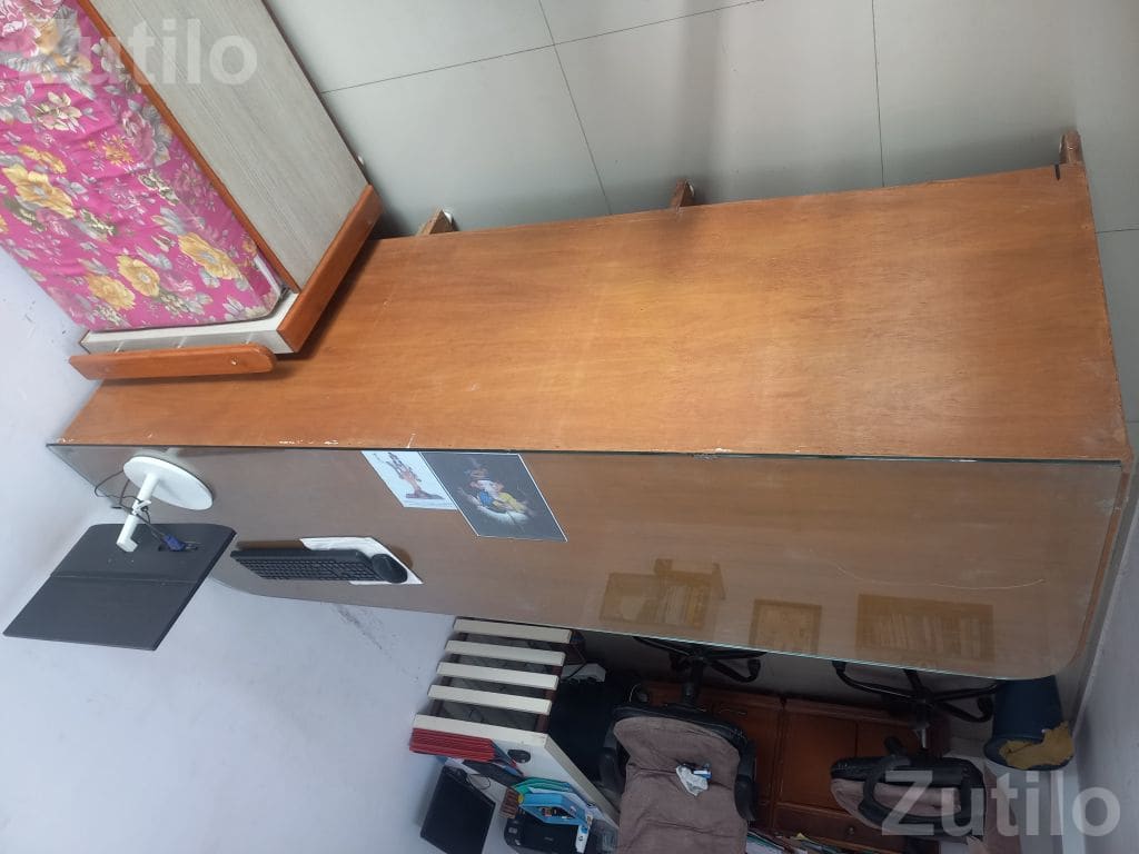 Large Wooden Computer Table with Glass Top - Office Furniture - Bhavnagar City - Image 2