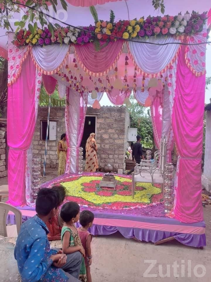 Wedding Mandap Service Setup with Chairs and Carpets