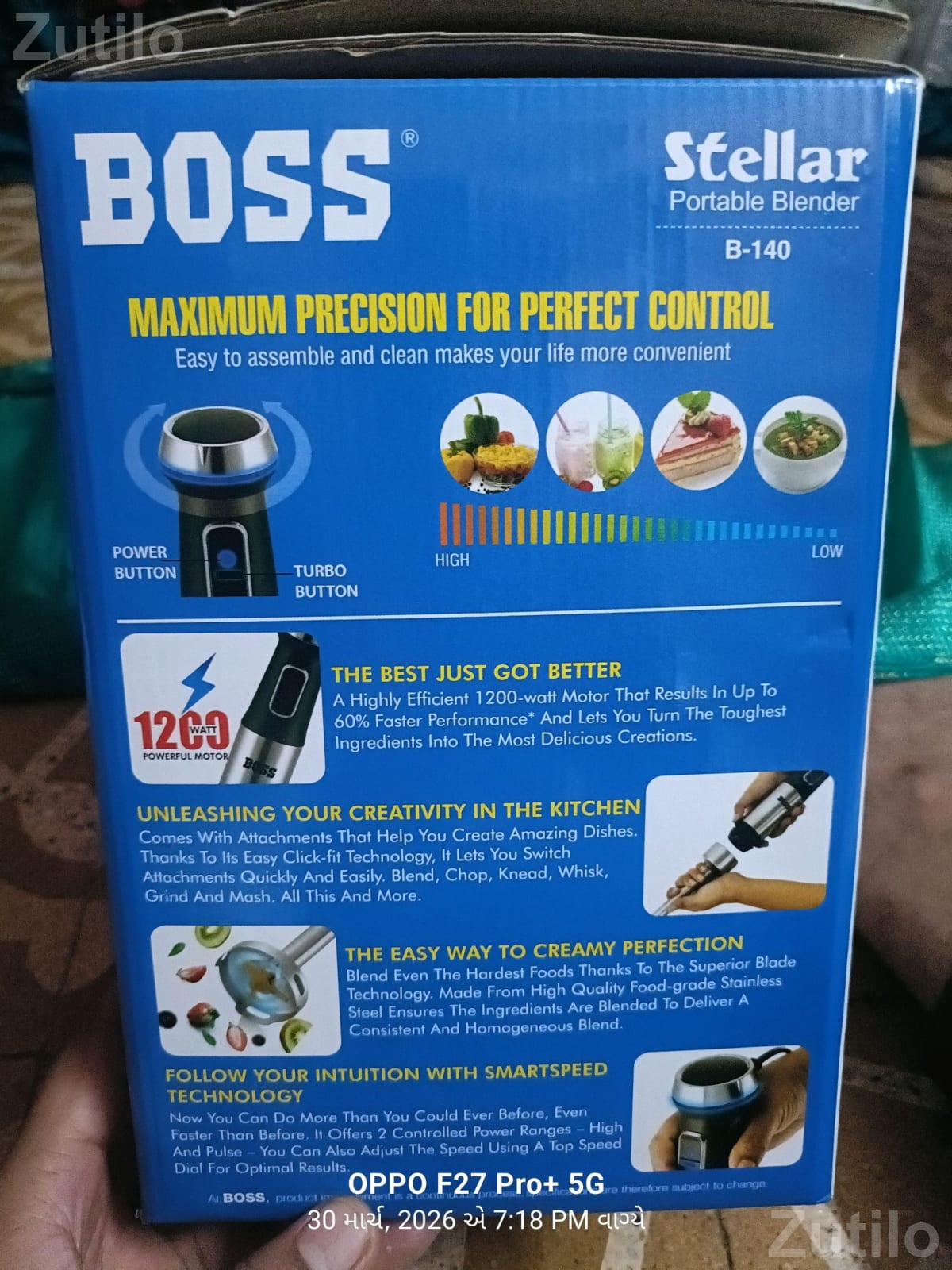 Boss Stellar B-140 1200W Portable Blender - Mixer / Grinder / Juicer - Surat City - Image 2