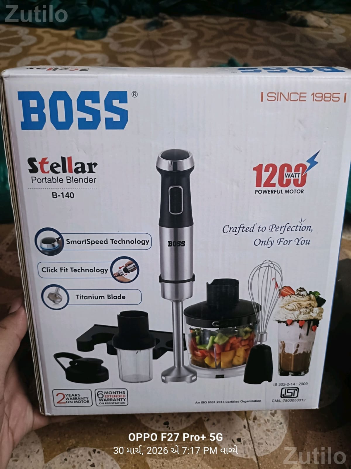 Boss Stellar B-140 1200W Portable Blender - Mixer / Grinder / Juicer - Surat City - Image 3