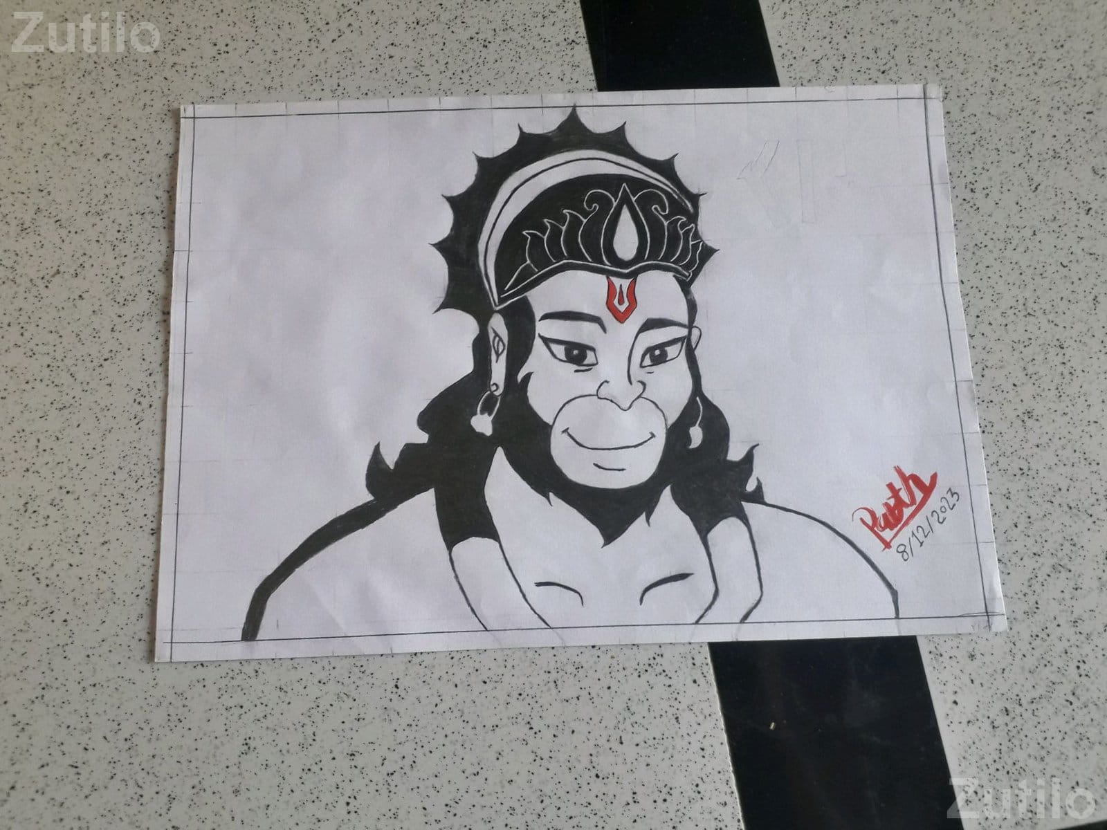 Hanumanji Drawing Artwork - આર્ટ અને ક્રાફ્ટ સામગ્રી - બોટાદ - Image 4