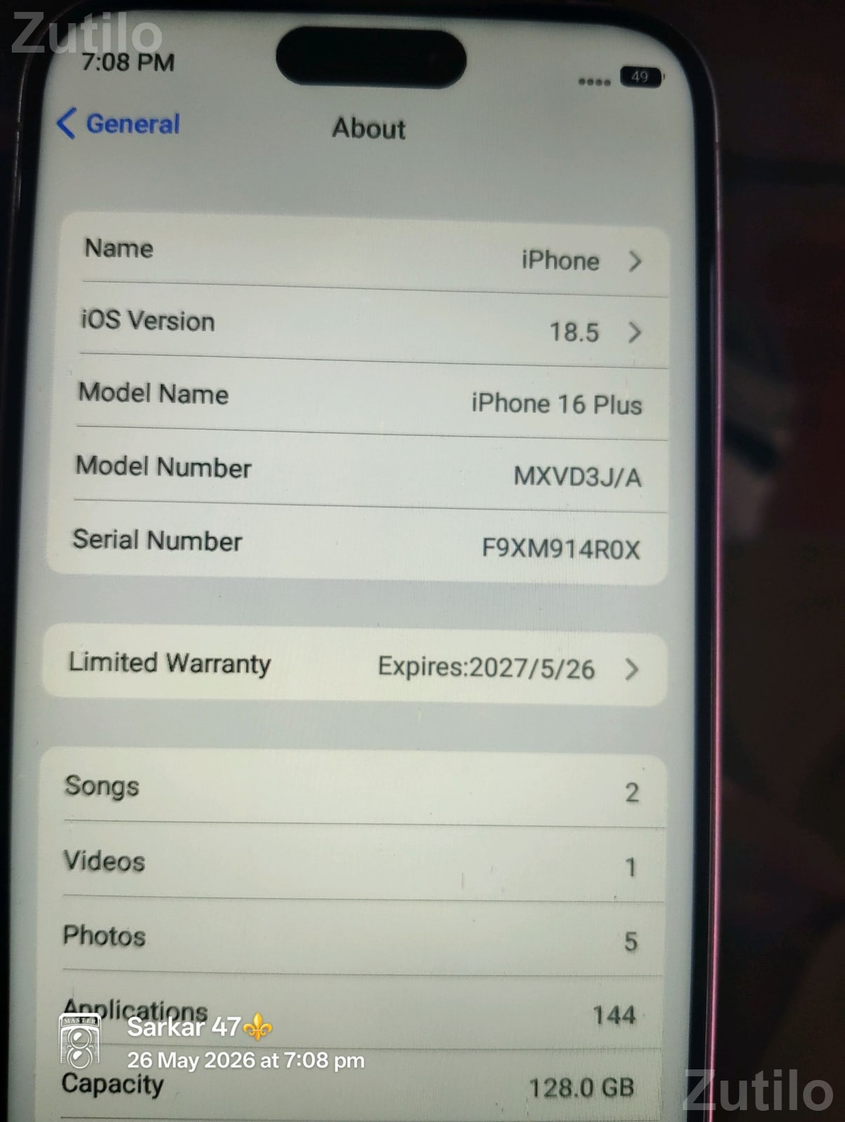 iPhone 16 Plus with Back Glass Cracks - મોબાઇલ ફોન - કોડીનાર - Image 2