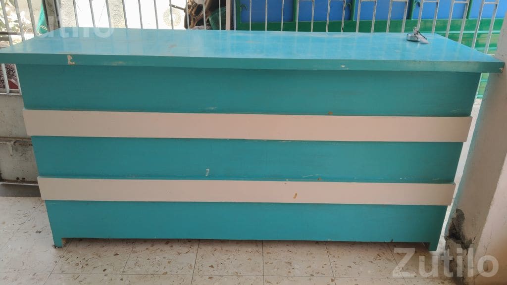 Blue and White Shop Counter Table