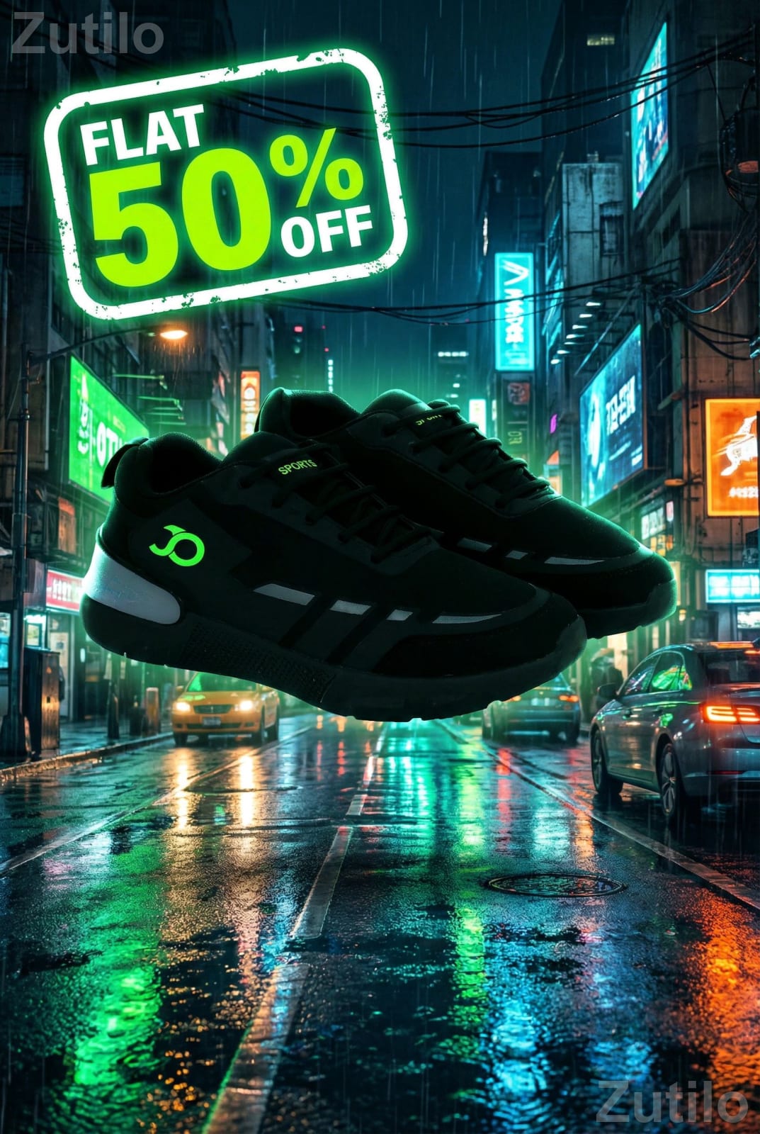 Men's Mesh Lace-Up Sports Shoes, Solid Pattern - ફૂટવેર - જામજોધપુર - Image 2