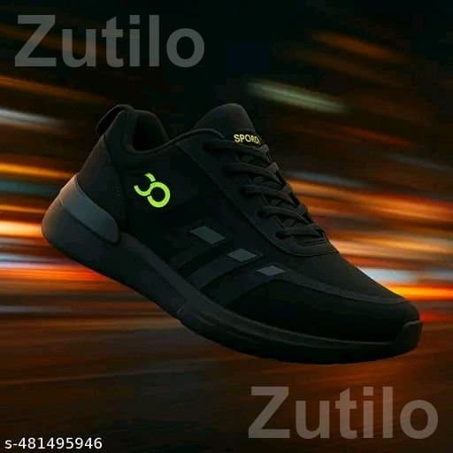 Men's Mesh Lace-Up Sports Shoes, Solid Pattern - ફૂટવેર - જામજોધપુર - Image 3