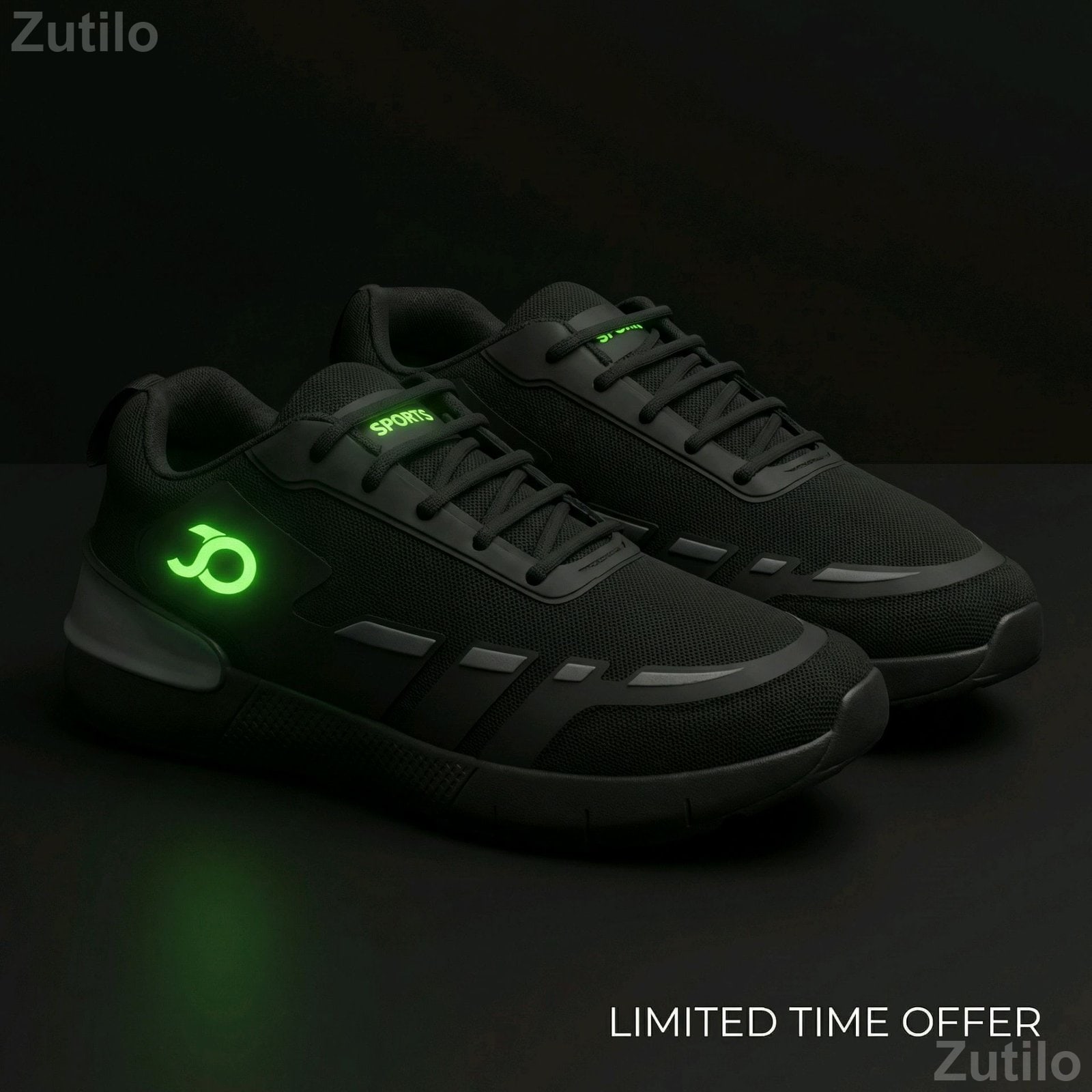 Men's Mesh Lace-Up Sports Shoes, Solid Pattern - ફૂટવેર - જામજોધપુર - Image 5