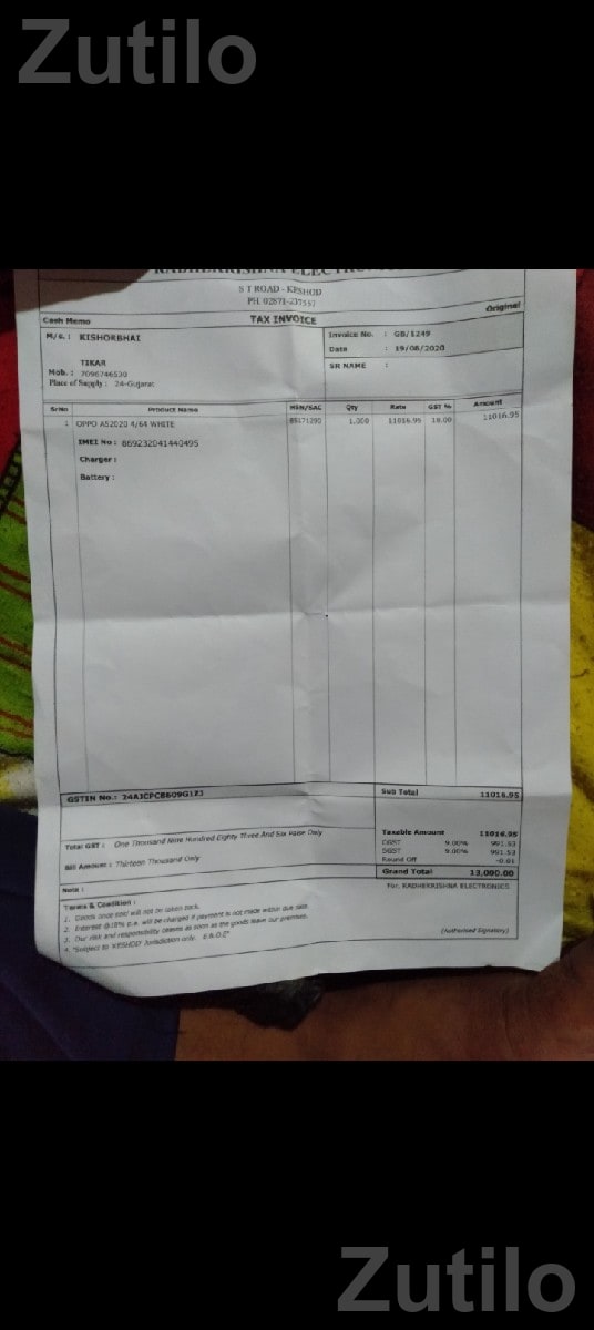 Oppo A5 2020 4GB 64GB White with Bill