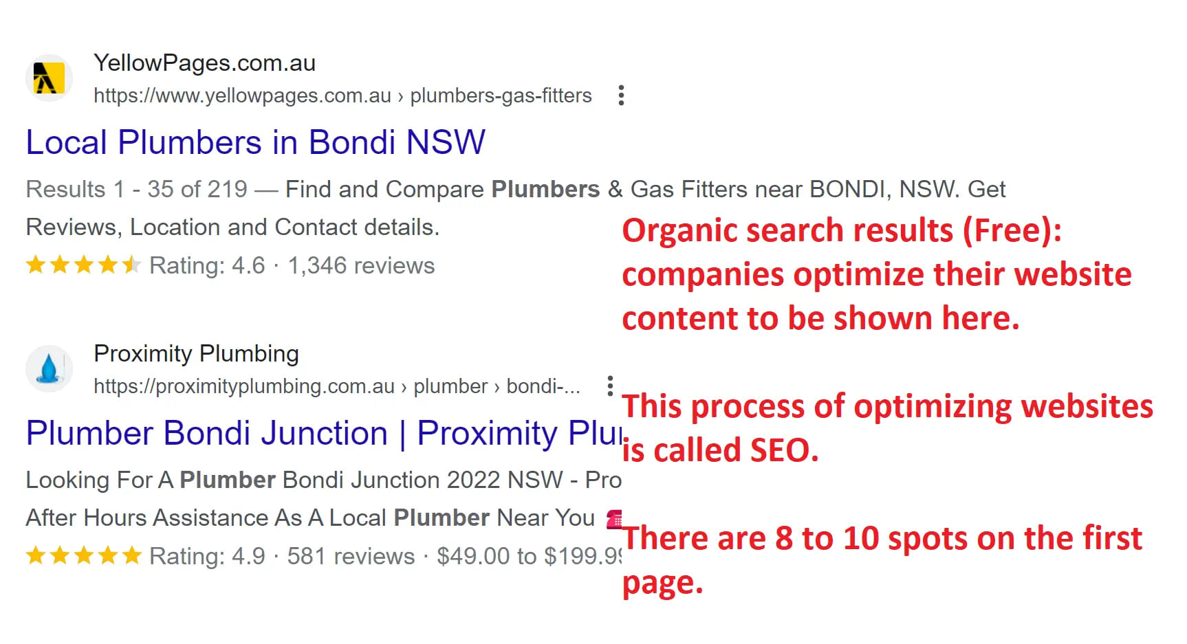 SERP sample - organic results