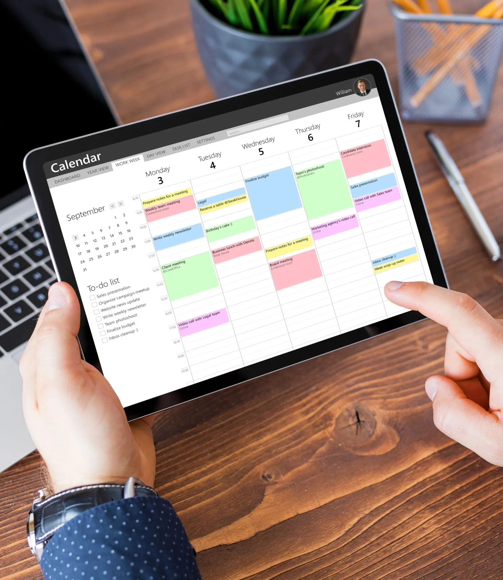 man using calendar