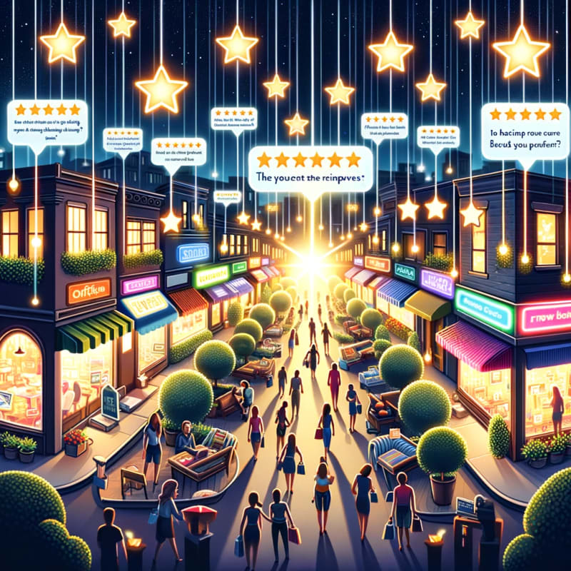An illustrative image showing the significance of online reviews for local businesses.