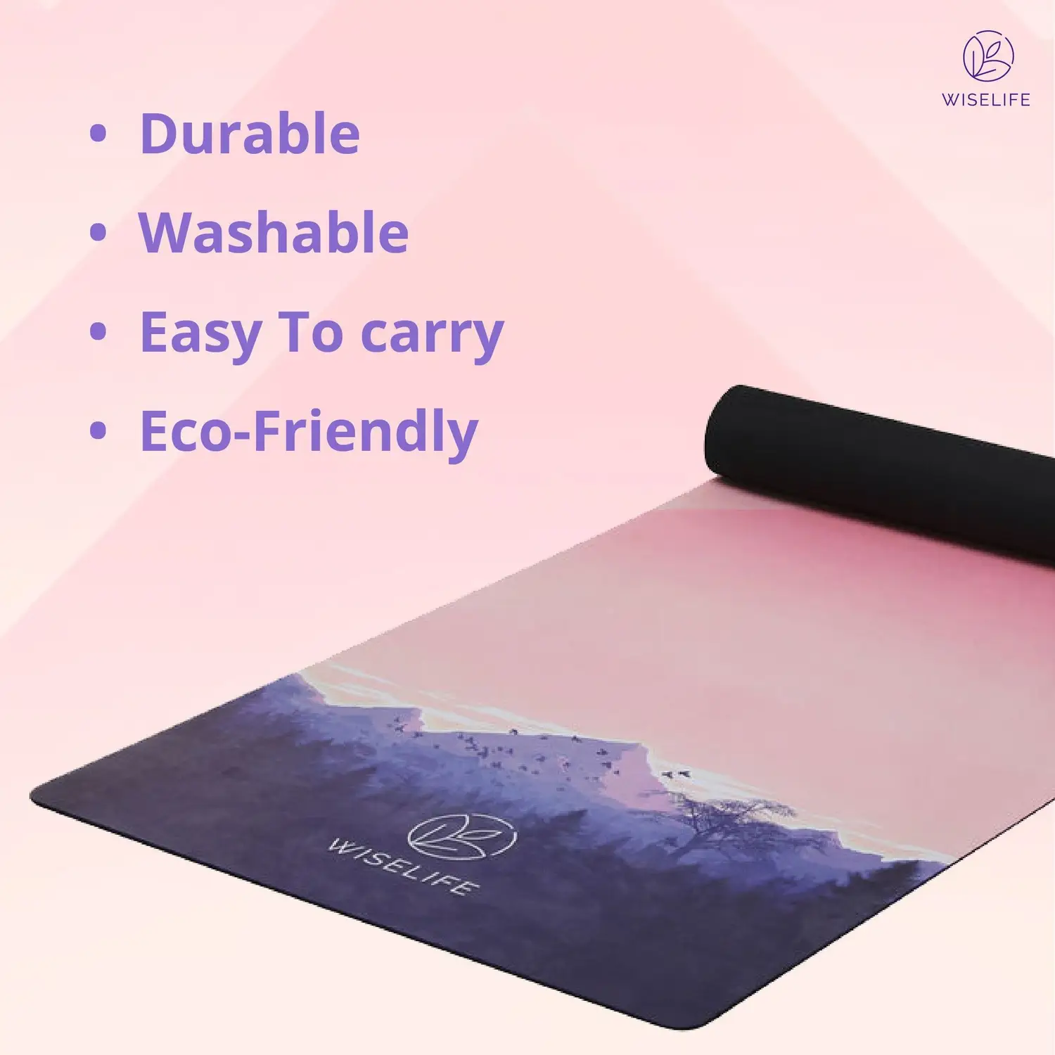 Wiselife Suede & Natural Rubber Multicolor 5 mm Yoga Mat 2