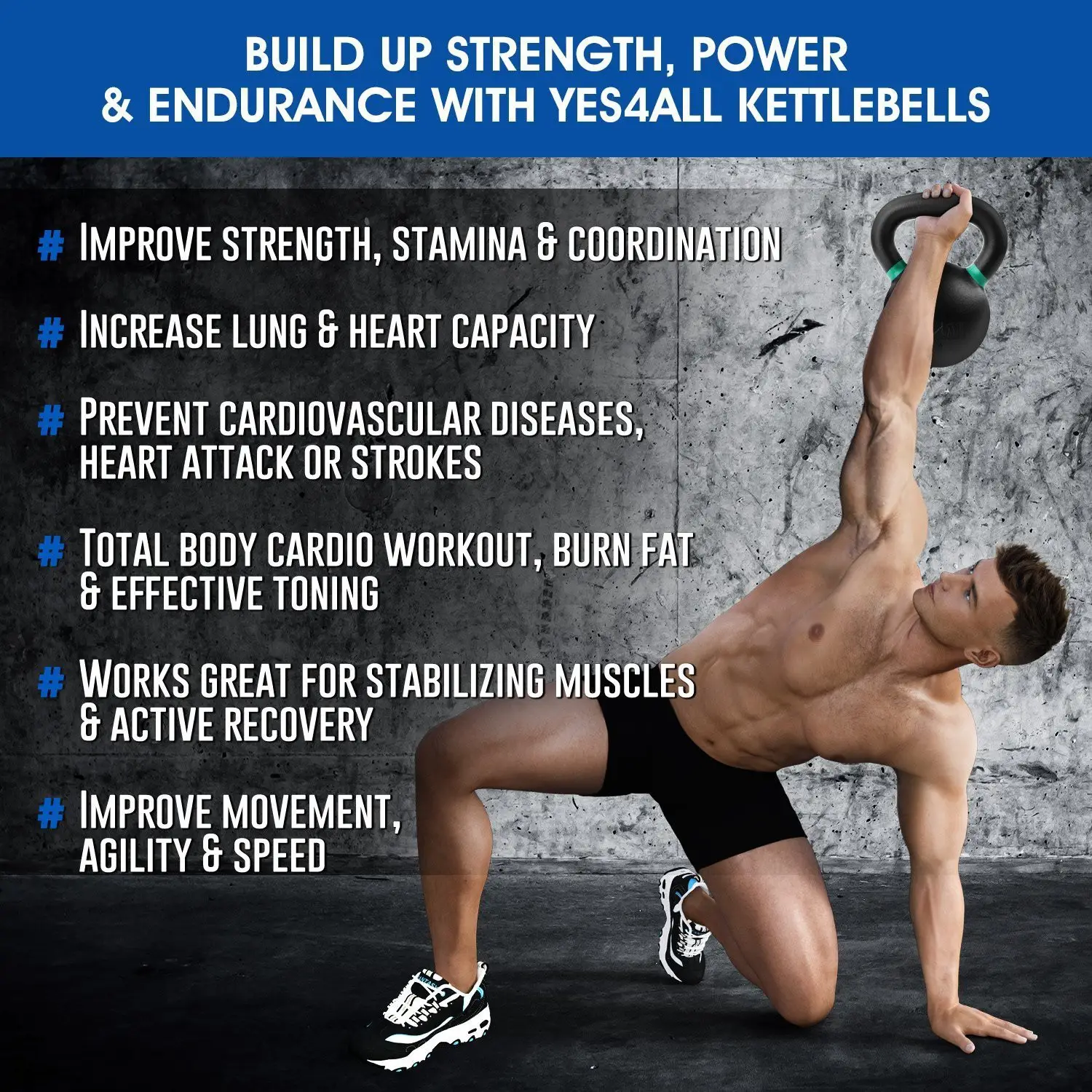 KOBO 28 Kg Cast Iron for Strength and Conditioning Black Kettlebell 2