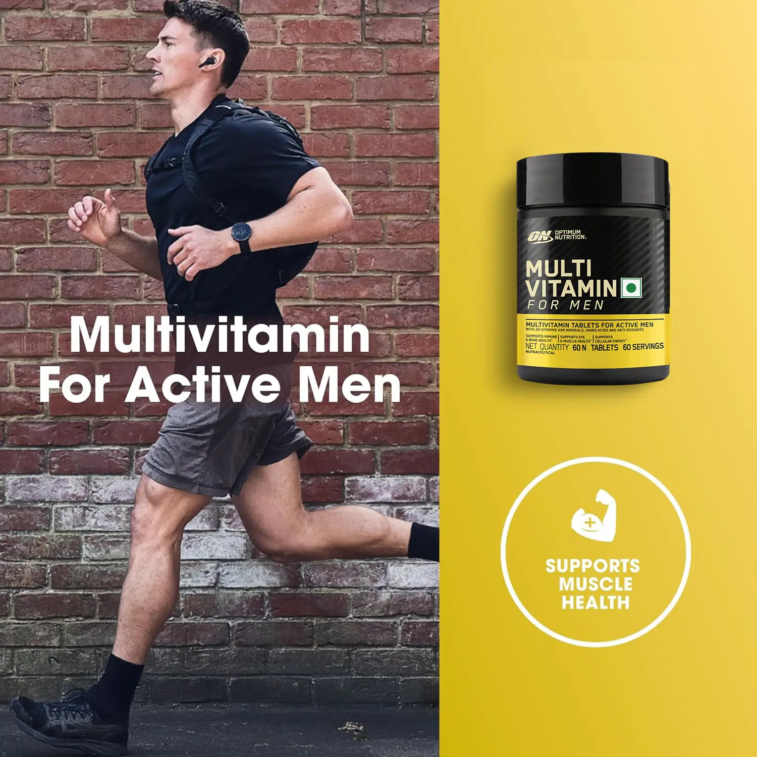 Optimum Nutrition (ON) Gold standard 100% Protein Powder 1.7 Kg + Mulivitamin for men (60 tablets) Whey Protein 3