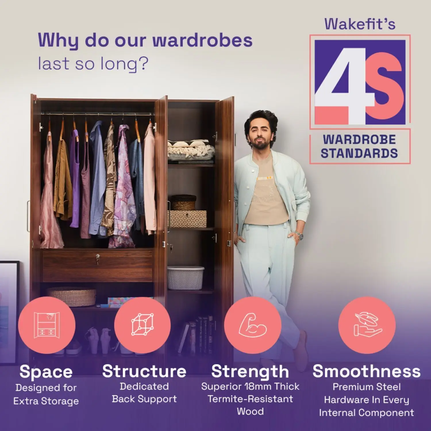 Wakefit Engineered Wood 3 Door Wardrobe 3
