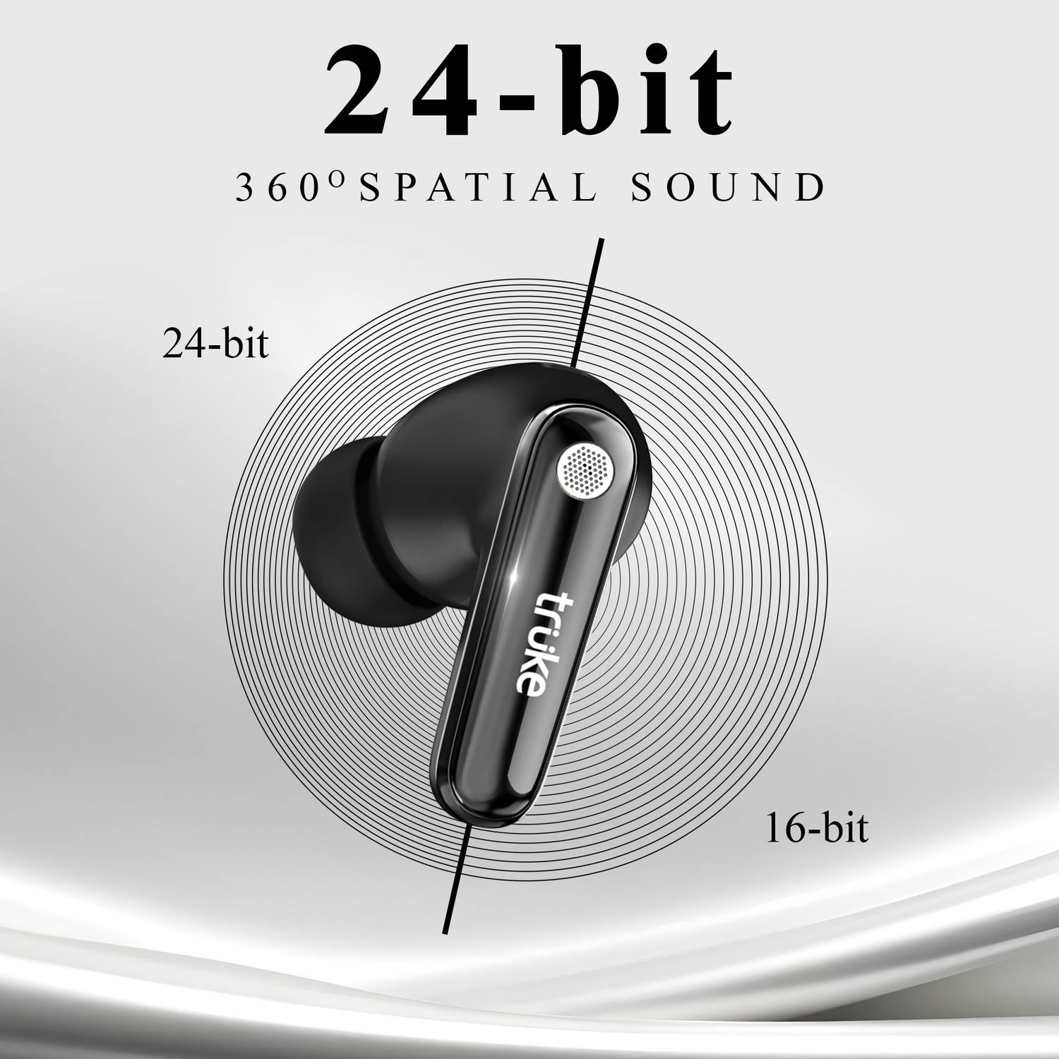 truke Mega 10 Earbuds, 24-bit Spatial Sound, 70H Playback TWS, Dual Pairing, Quad Mic Bluetooth 3