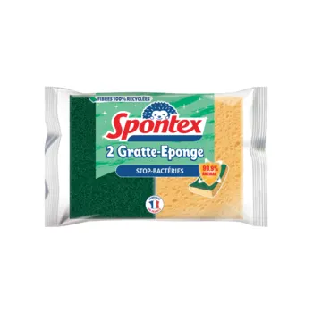 LOT DE 2 GRATTE-EPONGES STOP-BACTERIES SPONTEX