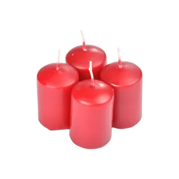 SET DE 4 BOUGIES PILIER D4*H6CM ESSENTIEL PARFUM FRUITS ROUGES
