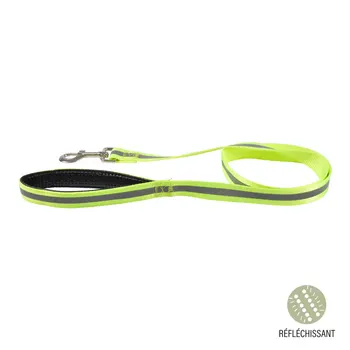 LAISSE AVEC BANDE REFLECHISSANTE POIGNEE CONFORT ESSENTIEL 120*2,5CM JAUNE