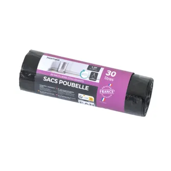 SET DE 20 SACS POUBELLE 30L LIENS COULISSANTS NOIR