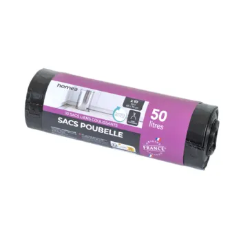 SET DE 10 SACS POUBELLE 50L LIENS COULISSANTS NOIR