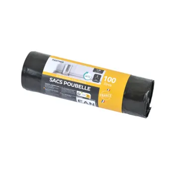 SET DE 10 SACS POUBELLE 100L LIENS COULISSANTS NOIR