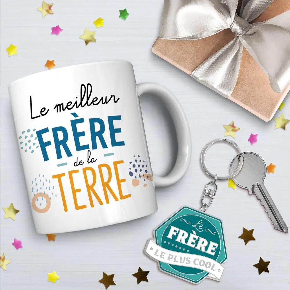 COFFRET MUG PORTE CLE "LE FRERE LE PLUS COOL"