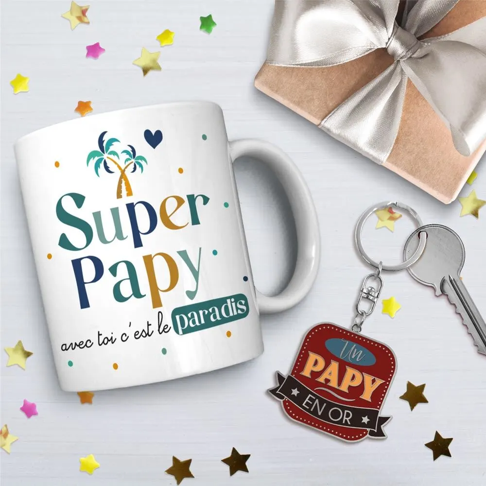 COFFRET MUG PORTE CLE "PAPY EN OR"