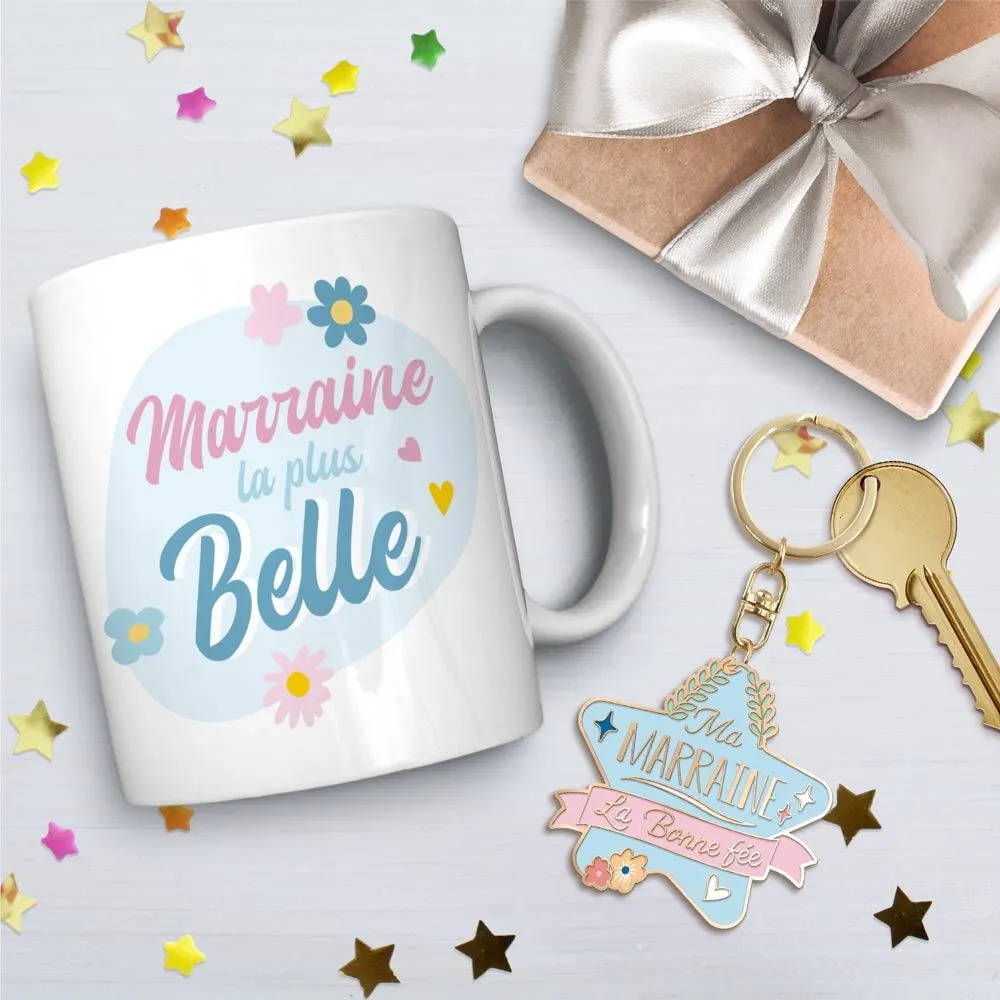 COFFRET MUG PORTE CLE "MARRAINE"