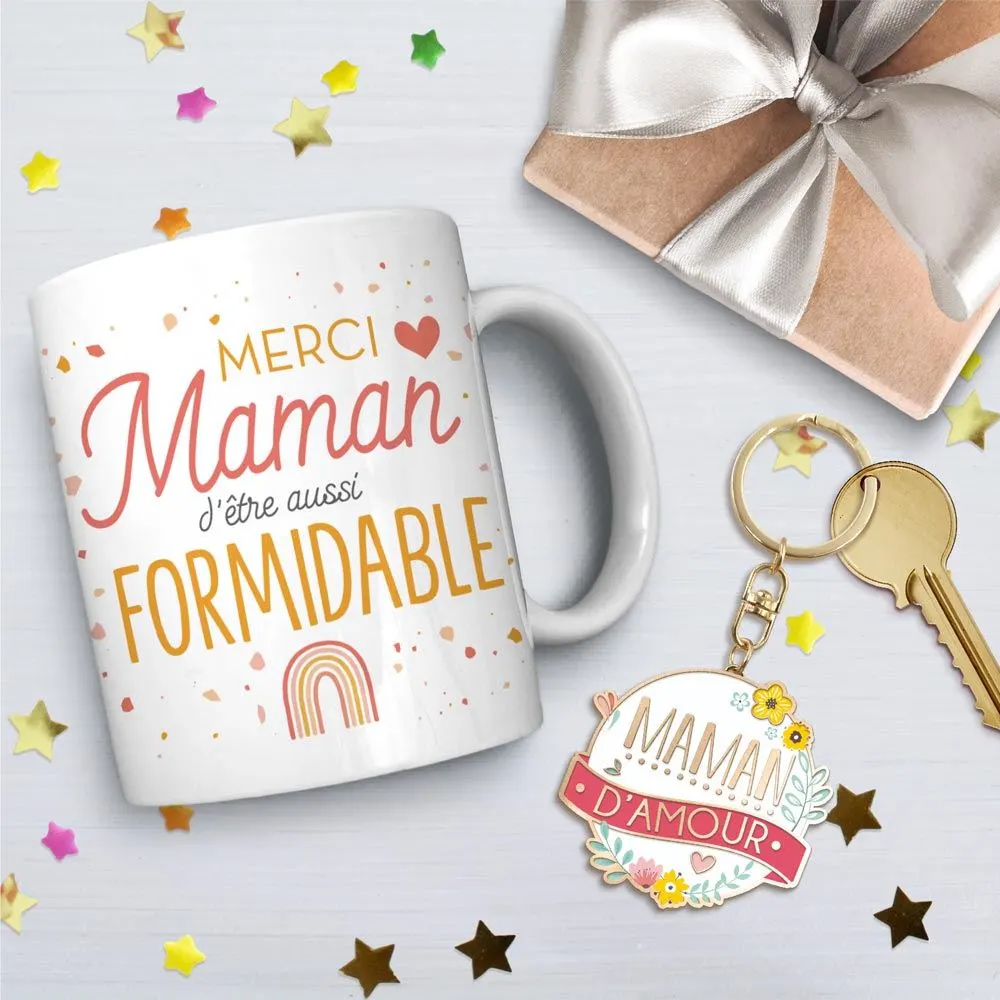 COFFRET MUG PORTE CLE "MAMAN D AMOUR"