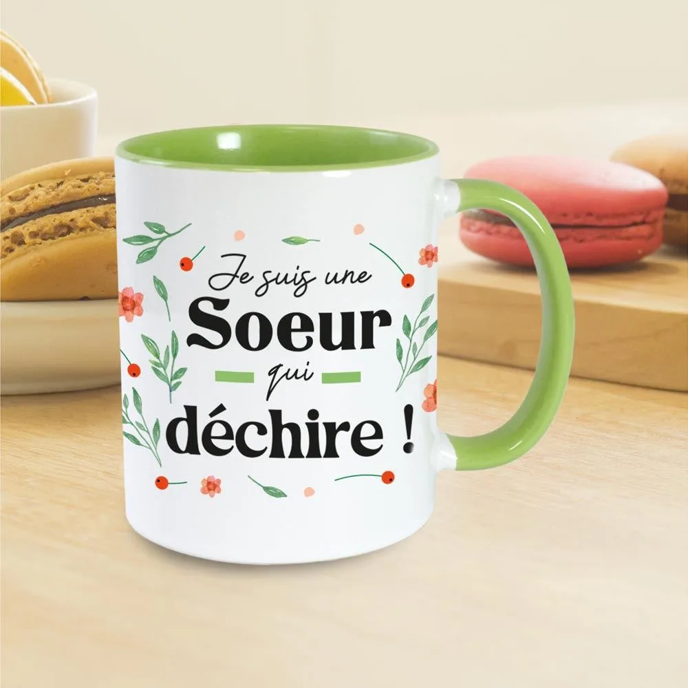 MUG VERT SOEUR QUI DECHIRE