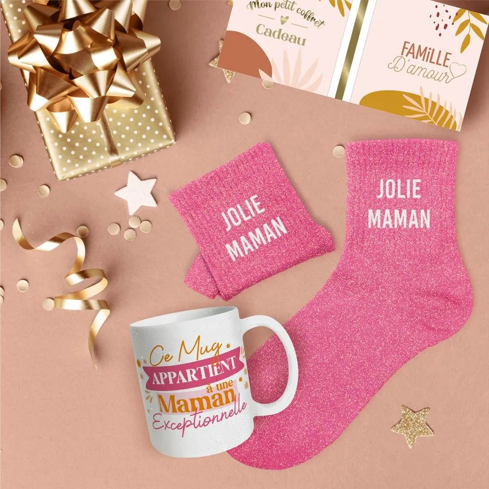 COFFRET MUG CHAUSSETTES PAILLETTES AFFECTIF REINE